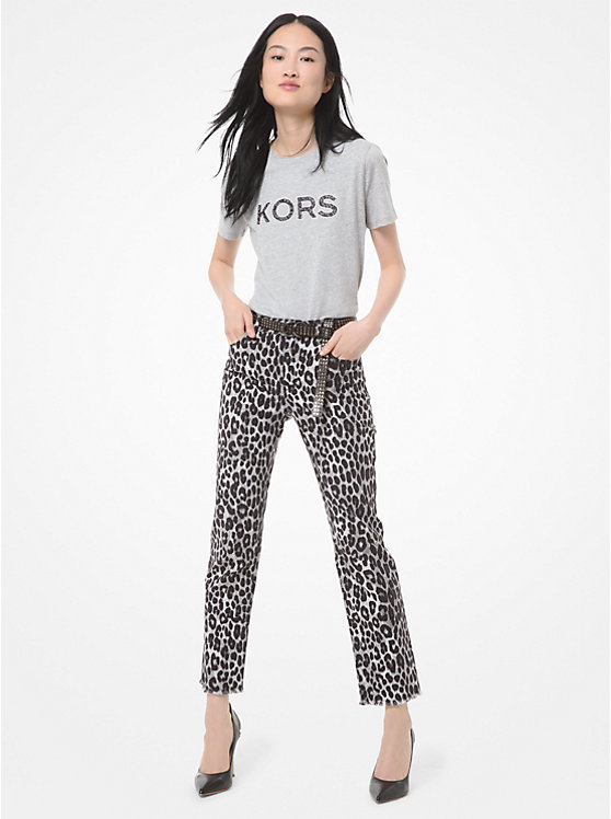 Leopard Stretch-Cotton Cropped Jeans image number 0