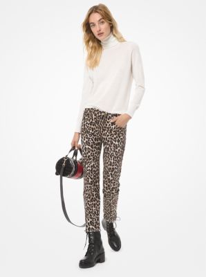 Leopard Stretch-Cotton Cropped Jeans