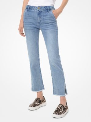 Stretch Denim High-Rise Split-Hem Jeans | Michael Kors