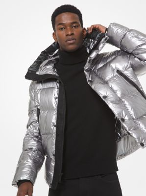 Metallic Cire Hooded Puffer Jacket Michael Kors