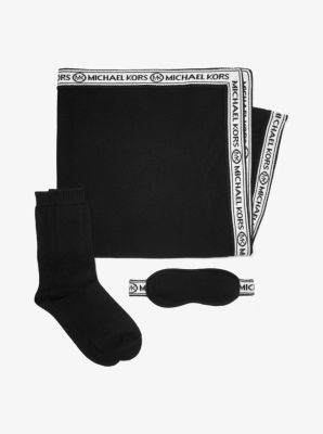 Logo Tape Knit Nylon Blend Travel Accessory Set in BLACK | Michael Kors