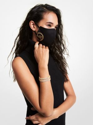 Schutzmaske aus Stretch-Baumwolle mit Logo und Nieten image number 0