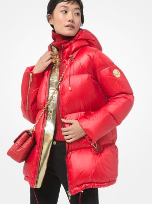 michael kors puffer coat with belt