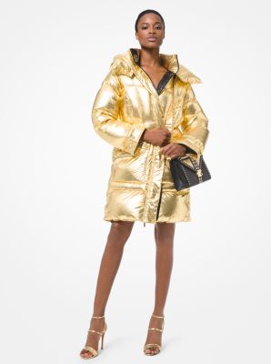 Gold metallic puffer coat hotsell