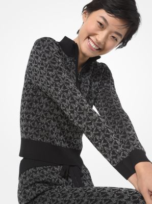 Pull à motif jacquard métallisé avec logo image number 0