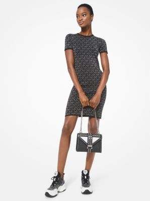 Metallic Logo Jacquard Dress Michael Kors Canada