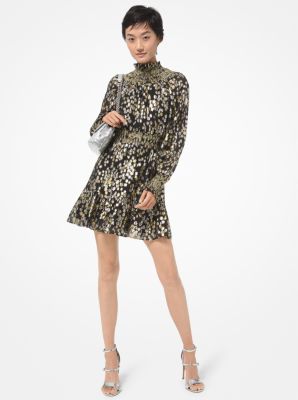 Star Metallic Fil Coupé Silk Blend Mini Dress | Michael Kors