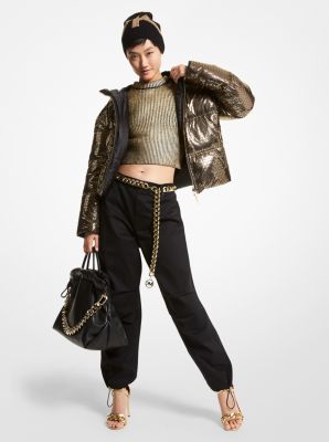 Metallic Logo Ciré Reversible Puffer Jacket | Michael Kors