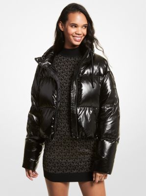 Quilted Glossy Ciré Cropped Puffer Jacket