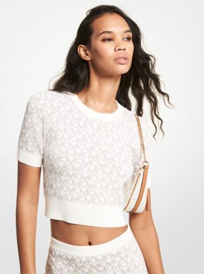 Logo Jacquard Short-sleeve Sweater | Michael Kors