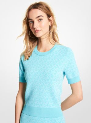 Logo Jacquard Short-Sleeve Sweater