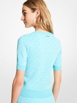 Logo Jacquard Short-Sleeve Sweater