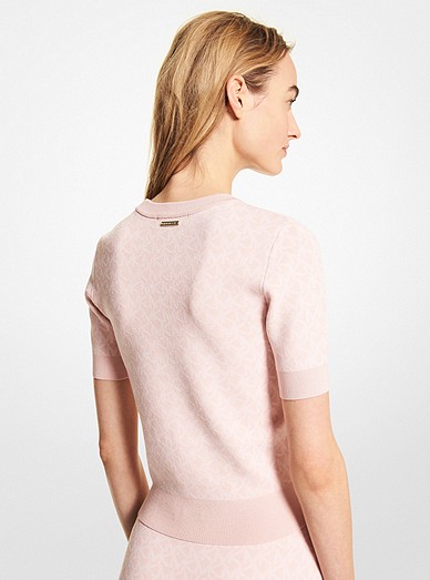 Logo Jacquard Short-sleeve Sweater | Michael Kors