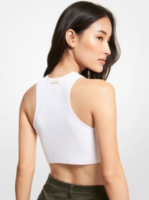 Basic White Rib Cropped Vest, Tops