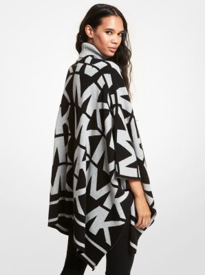 Wool Blend Logo Poncho Michael Kors