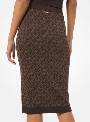 Leopard Jacquard Pencil Skirt