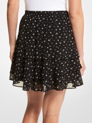 Floral Georgette Flounce Skirt