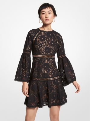 Floral Lace Bell-Sleeve Dress | Michael ...