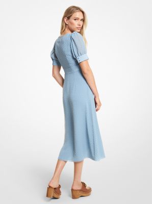 Vestido midi de fil coupé con lunares y mangas abullonadas image number 1