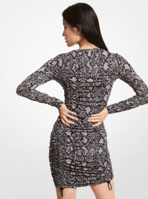 Snake Print Matte Jersey Ruched Dress image number 1