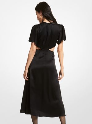 Robe en satin &agrave; d&eacute;coupes in NOIR | Michael Kors