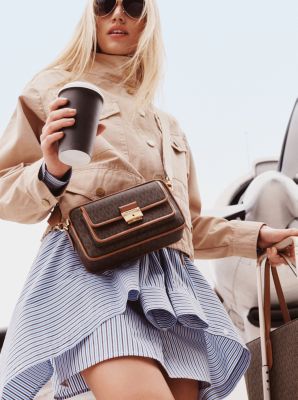 Robe chemisier en popeline de coton ray&eacute;e &agrave; taille nou&eacute;e in BLEU MATELOT | Michael Kors