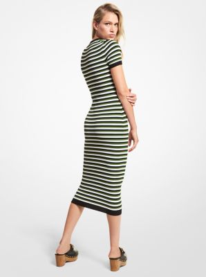 Abito longuette in viscosa stretch a righe image number 1