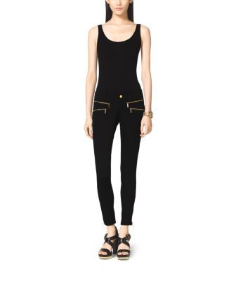 Zip-Pocket Stretch-Twill Skinny Jeans in BLACK | Michael Kors