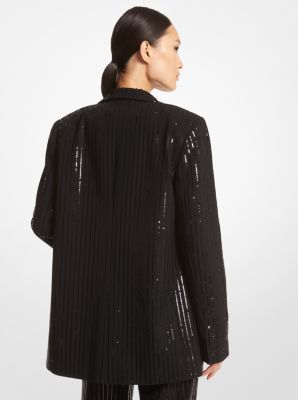 Pinstripe Sequined Crepe Boyfriend Blazer | Michael Kors