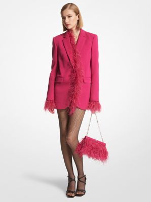 Feather Trim Crepe Boyfriend Blazer image number 0