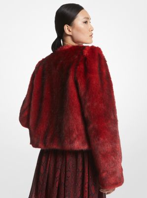 Cropped red fur clearance jacket