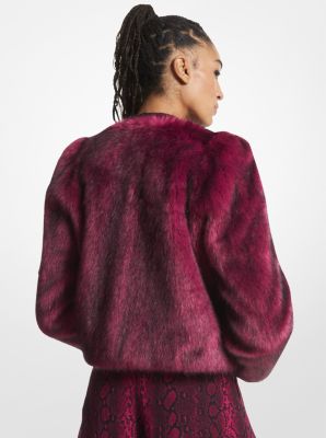 Michael kors purple fur on sale coat