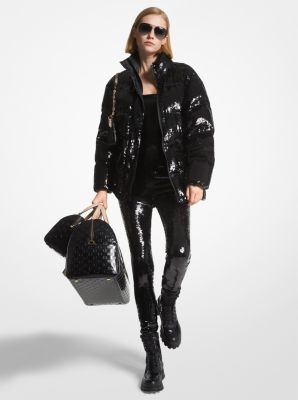 Sequined Ciré Quilted Puffer Jacket image number 0