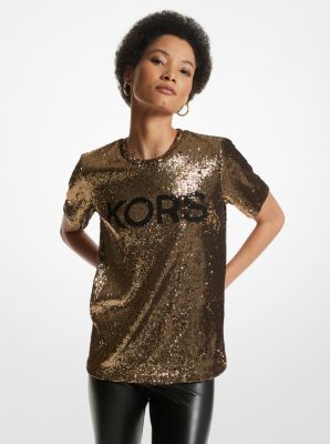 KORS Sequined Stretch Tulle T-Shirt image number 0