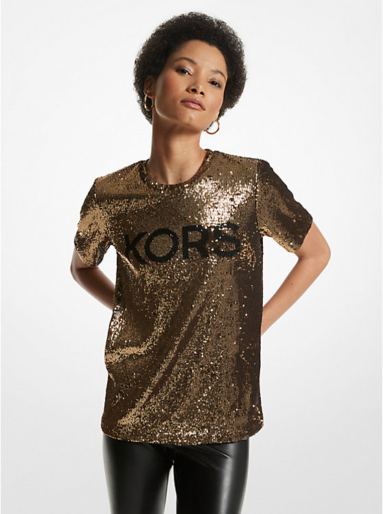 KORS Sequined Stretch Tulle T-Shirt image number 0