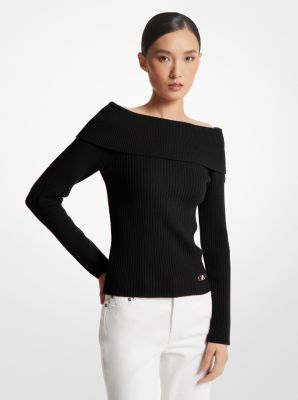 Merino Wool and Cashmere Off-The-Shoulder Sweater image number 0