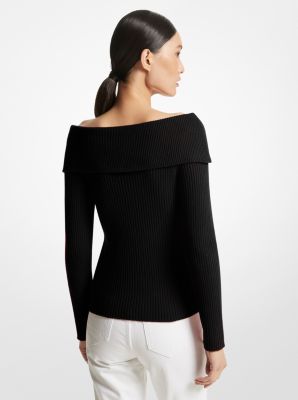 Merino Wool and Cashmere Off-The-Shoulder Sweater image number 1
