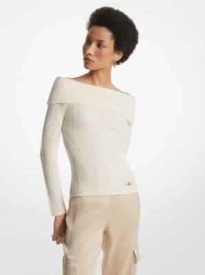 Merino Wool And Cashmere Off the shoulder Sweater Michael Kors