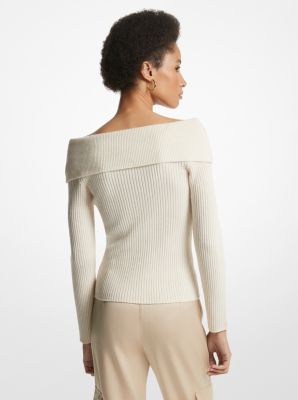 Merino Wool and Cashmere Off-The-Shoulder Sweater image number 1