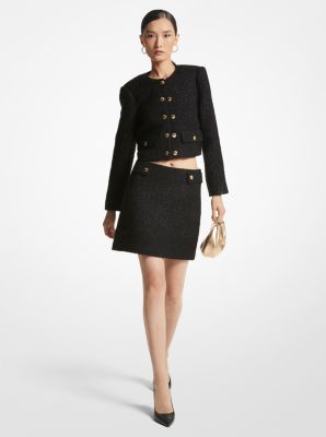 Michaelkors Metallic Tweed Mini Skirt,BLACK