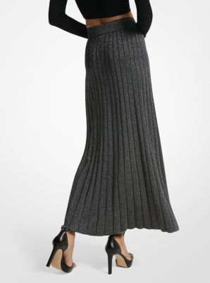 Metallic Ribbed Knit Skirt image number 1