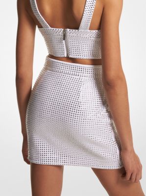 Stretch Crepe Belted Mini Skirt