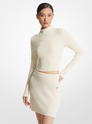 Mini-jupe en laine extensible côtelée image number 0