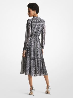 Snake Print Georgette Midi Dress