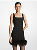Feather Trim Stretch Crepe Shift Dress image number 0