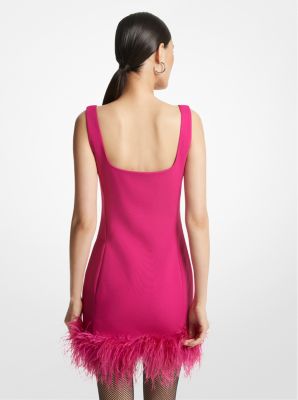 Feather Trim Stretch Crepe Shift Dress image number 1