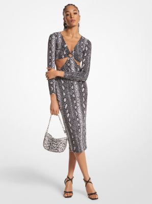 Snake Print Matte Jersey Cutout Dress image number 0