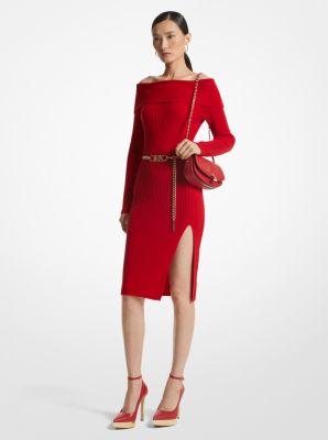 Off-The-Shoulder Ribbed Wool and Cashmere Dress image number 0