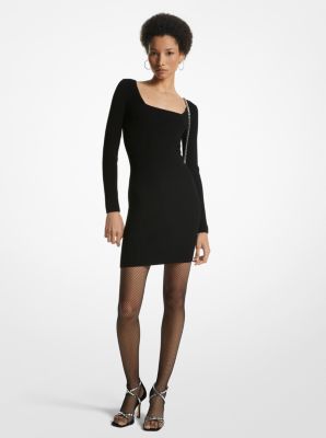 Square Neck Ribbed Knit Dress