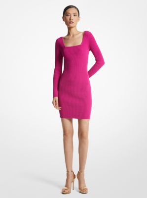 Rippstrickkleid mit Karree-Ausschnitt
